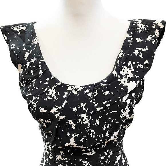 MICHAEL KORS COLLECTION Midi Dress 0 Black White Jacquard Sheath Zip Career NWT - Picture 6 of 10